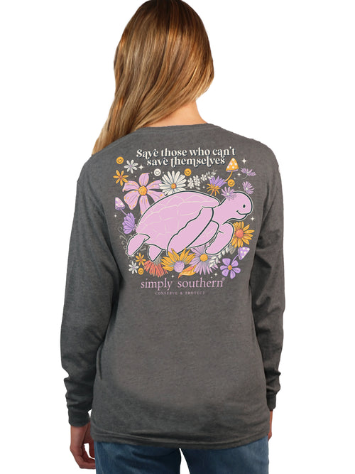 “Save" Long Sleeve Turtle Tracking Tee by Simply Southern