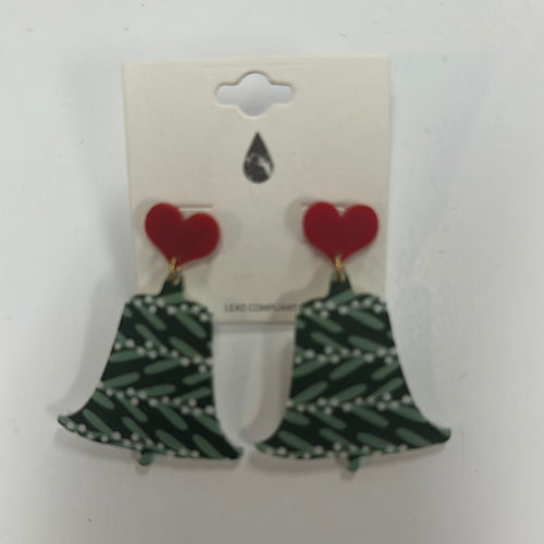 Christmas Bell Earrings with Hearts