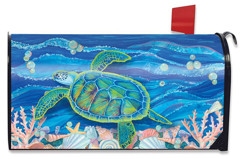 Swimming Sea Turtle Mailbox Cover