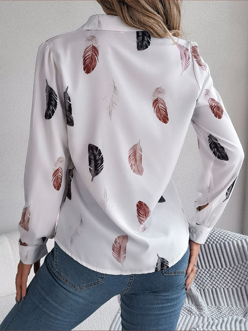 Button Up Printed Collared Neck Shirt ~ Online Only