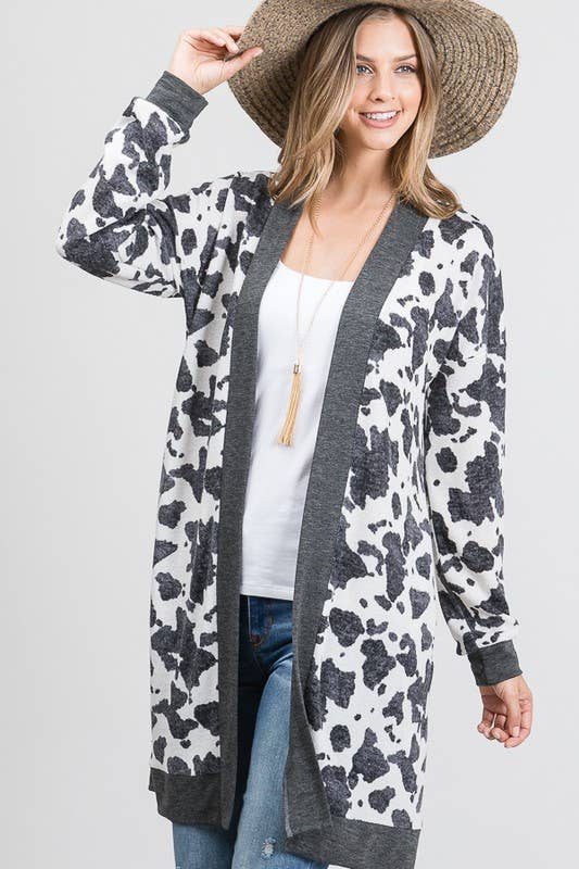 Connie ~ Open Front Cardigan - Cow
