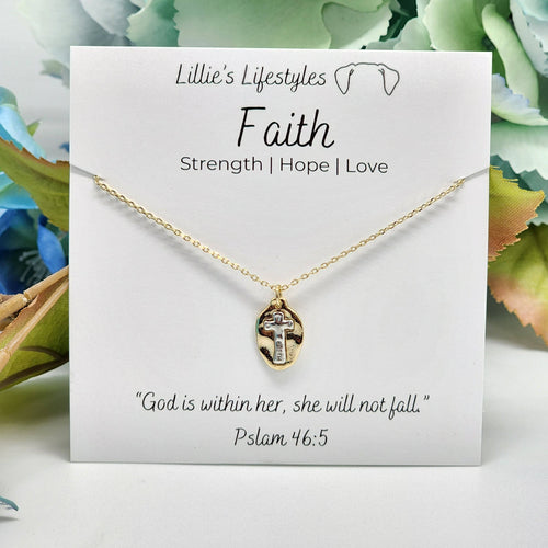 Faith Two Tone Cross Necklace by Lillie's Lifestyles