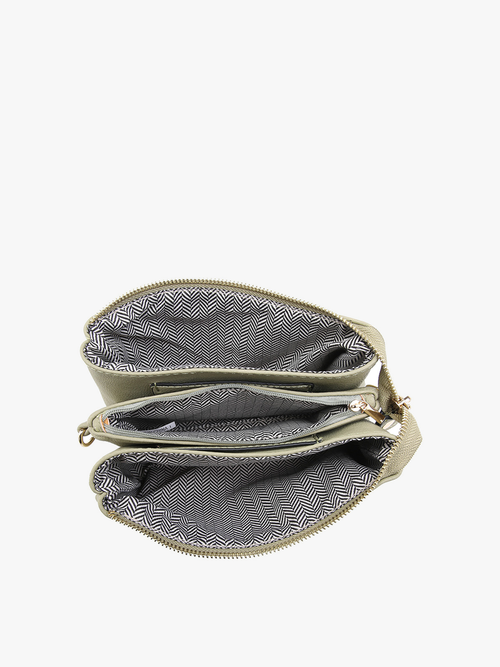 Riley Monogrammable 3 Compartment Crossbody/Wristlet: Khaki