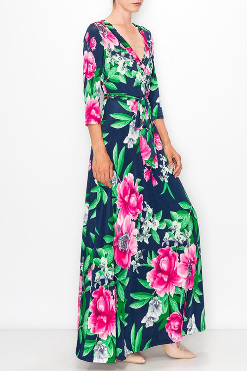 John 3:16 ~ Floral Navy Maxi Dress