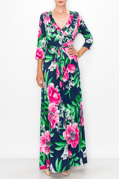 John 3:16 ~ Floral Navy Maxi Dress