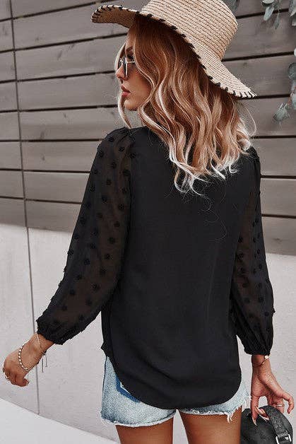 V Neck Solid Long Sleeve Top *Sales Final*