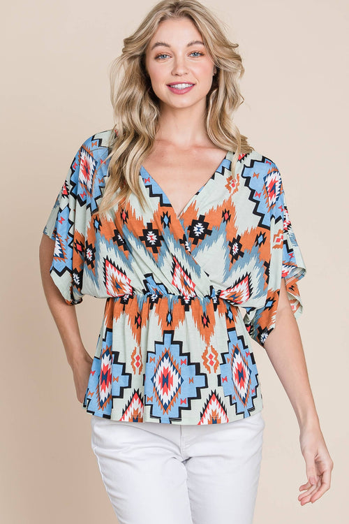 Tribal Multicolor Wrap Top