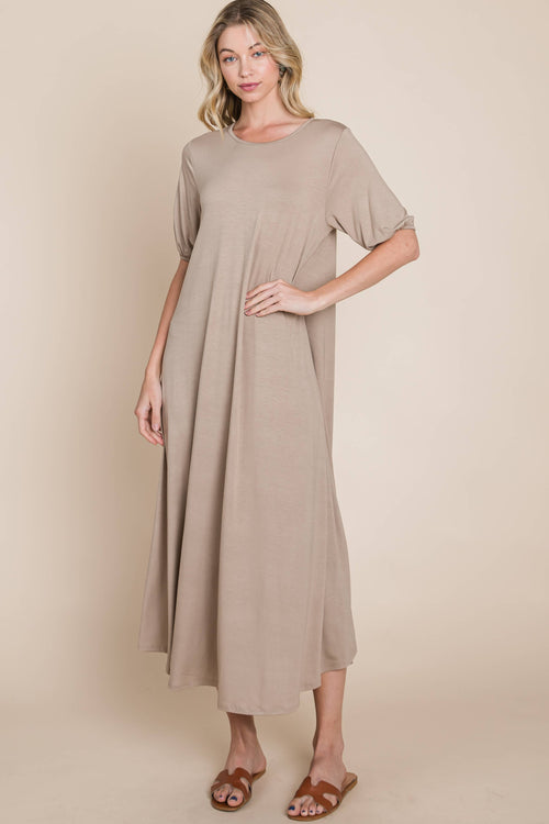 Puff Sleeve Midi Dress