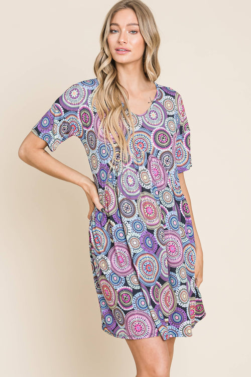 Boho print Swing dress