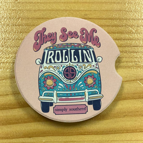 “Rollin”  Car Coasters by Simply Southern