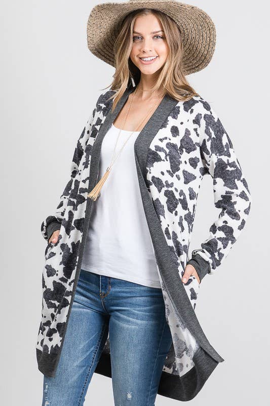 Connie ~ Open Front Cardigan - Cow