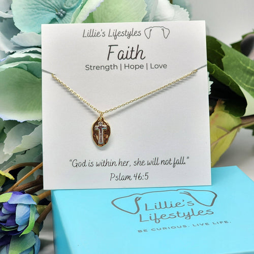 Faith Two Tone Cross Necklace by Lillie's Lifestyles