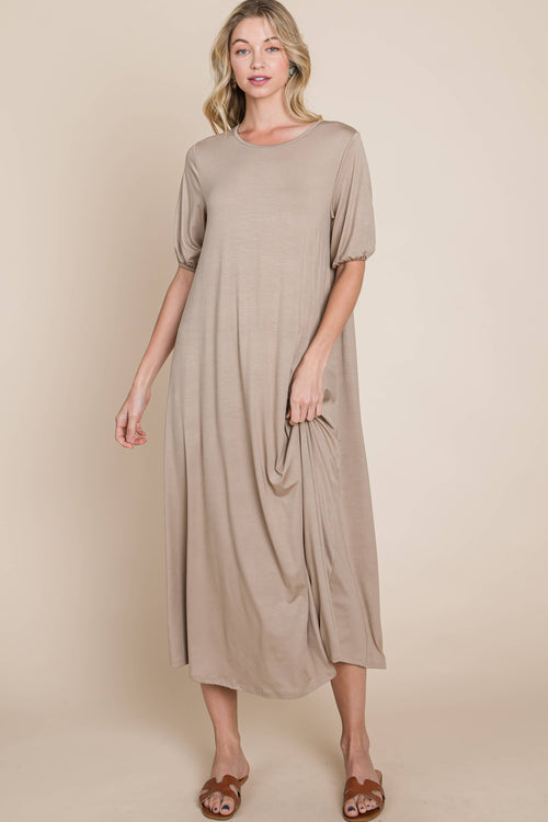 Puff Sleeve Midi Dress