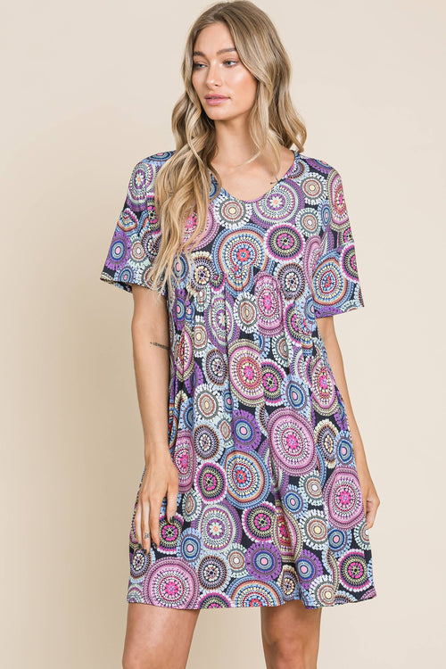 Boho print Swing dress