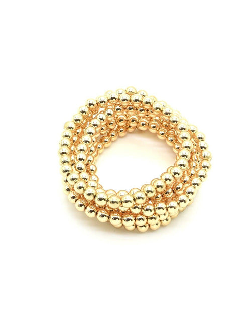 6mm Stretch Bracelet Set: Gold