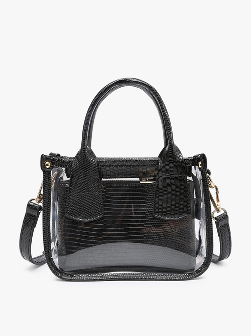 Stacey ~ Clear Satchel w/ Inner Bag: Black