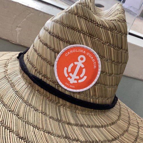 Safety orange “Logo” Straw Hat by Carolina Coastie safety, orange