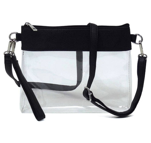 Game Day Clear Crossbody Bag/Clutch: Black