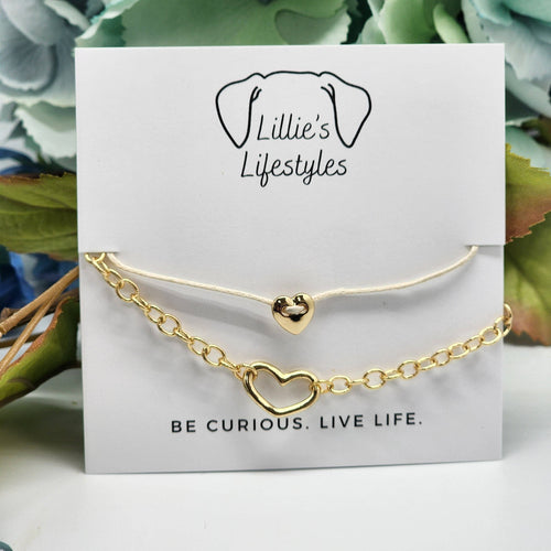 Baby Heart tan cord layered bracelet by Lillie's Lifestyles