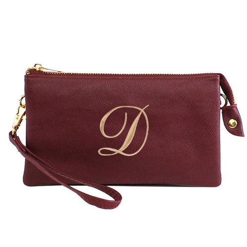 Monogrammable Three Compartments Crossbody Bag: Burgundy