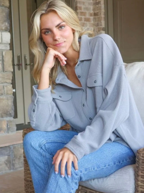 Waffle Button Down Shirt