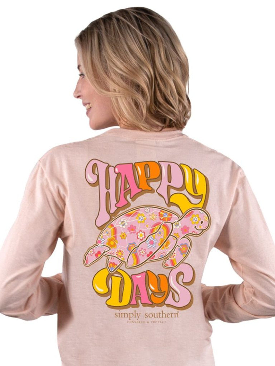 “Happy Days" Long Sleeve Turtle Tracking Tee by Simply Southern