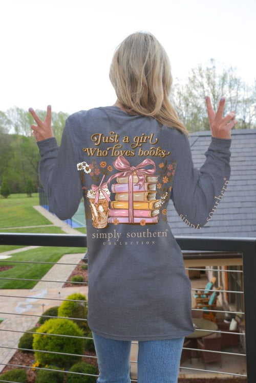 “Books" Long Sleeve Tee by Simply Southern *Final Sale*