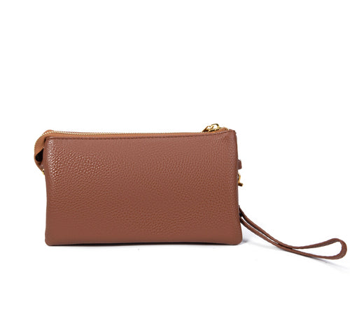 Monogrammable Three Compartments Crossbody Bag: Brown