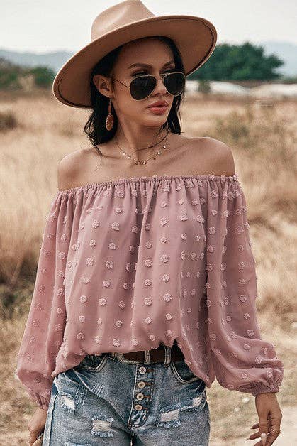 Solid Off Shoulder Loose Top