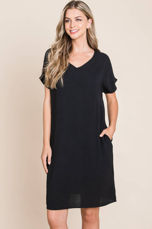 Slub Solid Dress