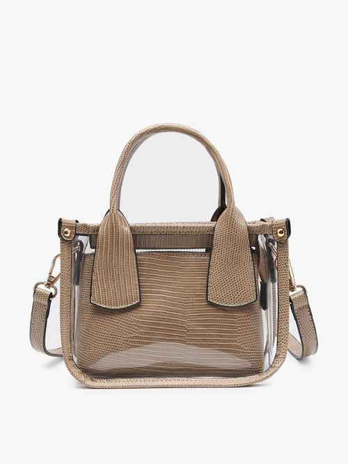 Stacey ~ Clear Satchel w/ Inner Bag: Taupe