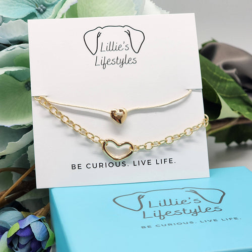 Baby Heart tan cord layered bracelet by Lillie's Lifestyles