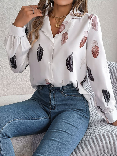 Button Up Printed Collared Neck Shirt ~ Online Only