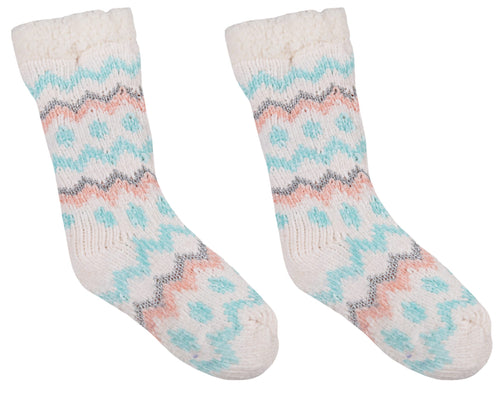 Sherpa Lined Camper Socks by Simply Southern ~ Chevron-Blue