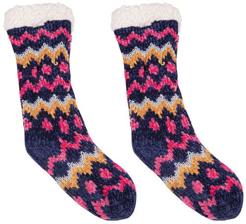 Sherpa Lined Camper Socks by Simply Southern ~ Chevron-Navy