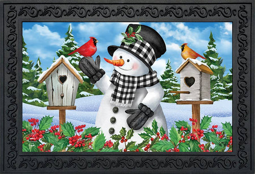 Checkered Snowman Doormat