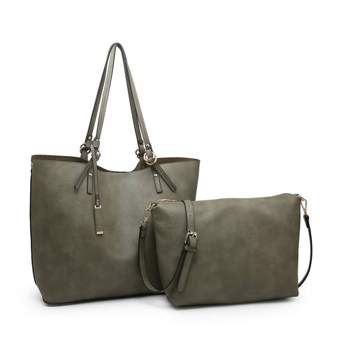 Iris~Monogrammable 2-in-1 Tote Bag-Olive