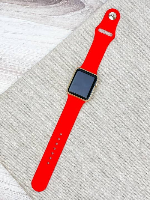 The Solid Silicone Smart Watch Band - S/M - Red