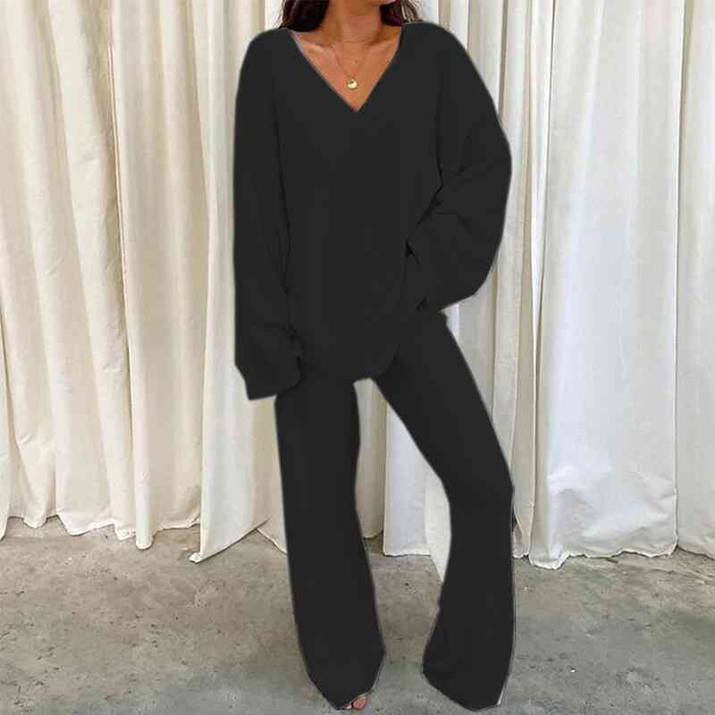 V-Neck Long Sleeve Top and Long Pants Set ~ DEAL OF THE DAY!
