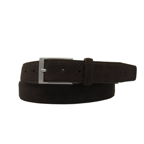 Wesley ~ Textured Suede Leather 3.5 CM Belt in Black