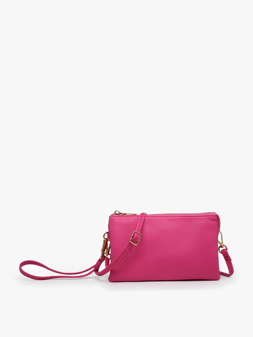 Riley Monogrammable 3 Compartment Crossbody/Wristlet: Berry