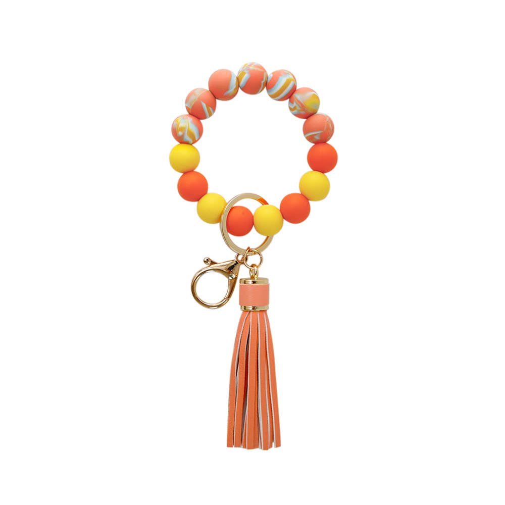 Silicone Bead Bracelet Keychain in Summer Twist