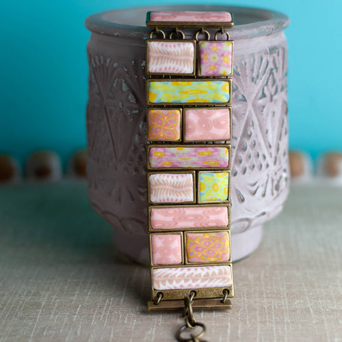 Pink Salt Square Cobblestone Bracelet by JILZARAH