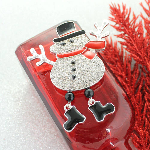 Glitter Snowman Christmas Pin/Pendant