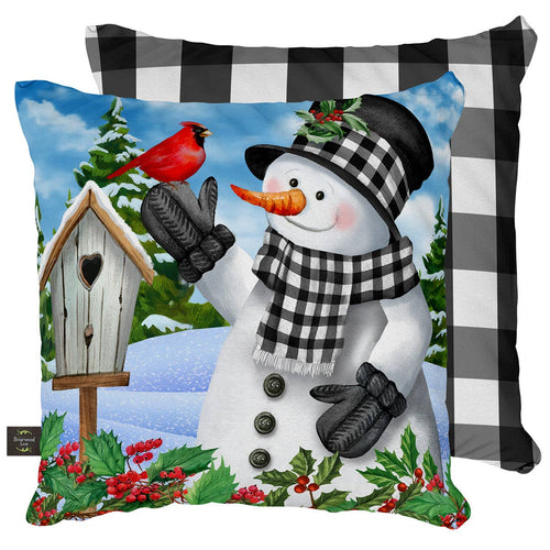 Checkered Snowman Pillow
