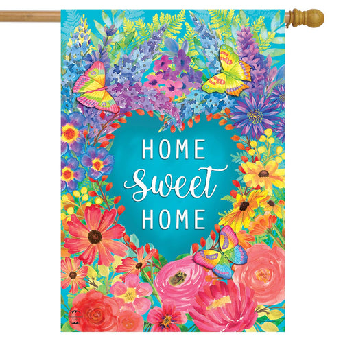 Floral Home Sweet Home House Flag