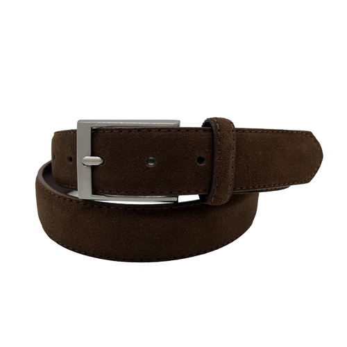 Remy ~ Suede Leather 3.5 CM Belt in Chocolate
