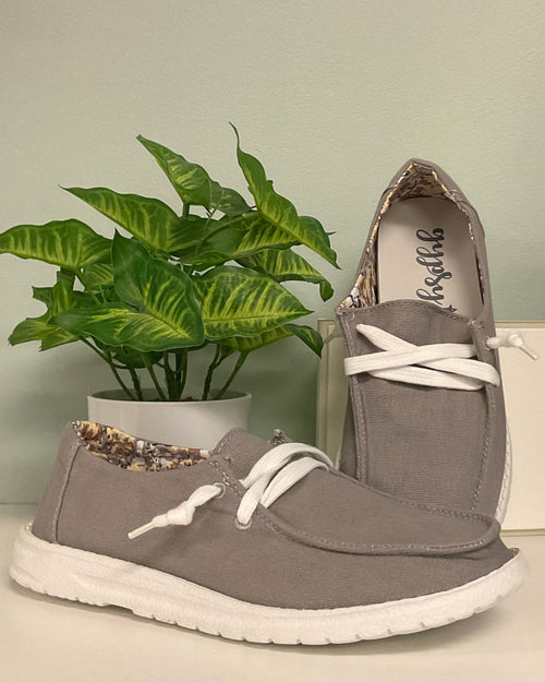 Holly~Grey Canvas Slip-on Sneakers by Gypsy Jazz