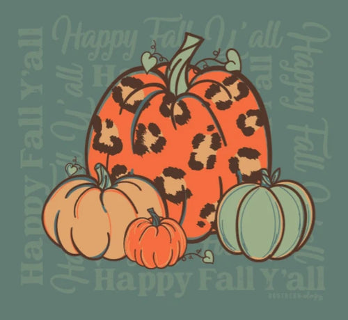 Happy Fall Leopard Pumpkins T-Shirt by Southernology®