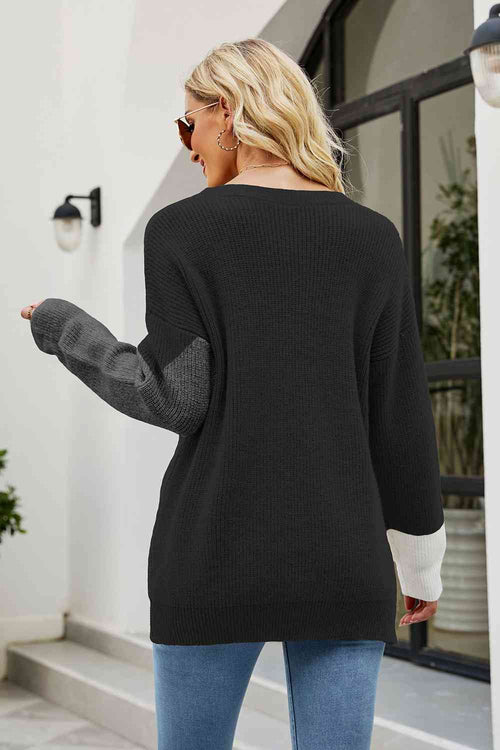 Color Block Round Neck Sweater ~ DEAL OF THE DAY!